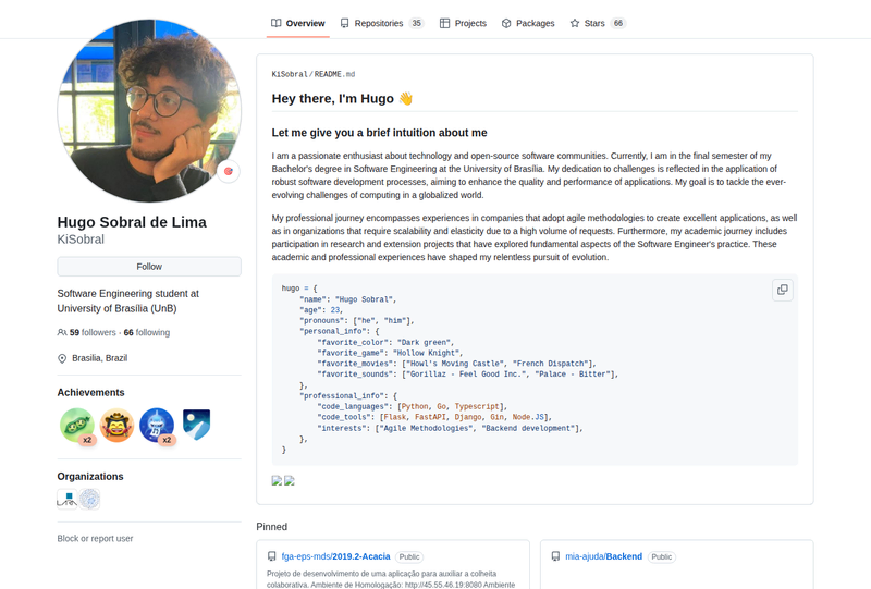 KiSobral's GitHub profile screenshot