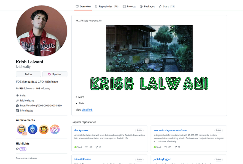 krishealty's GitHub profile screenshot