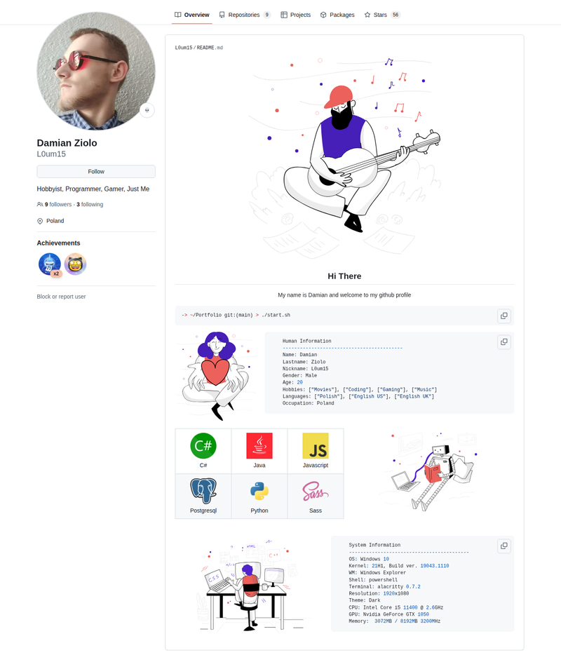 L0um15's GitHub profile screenshot