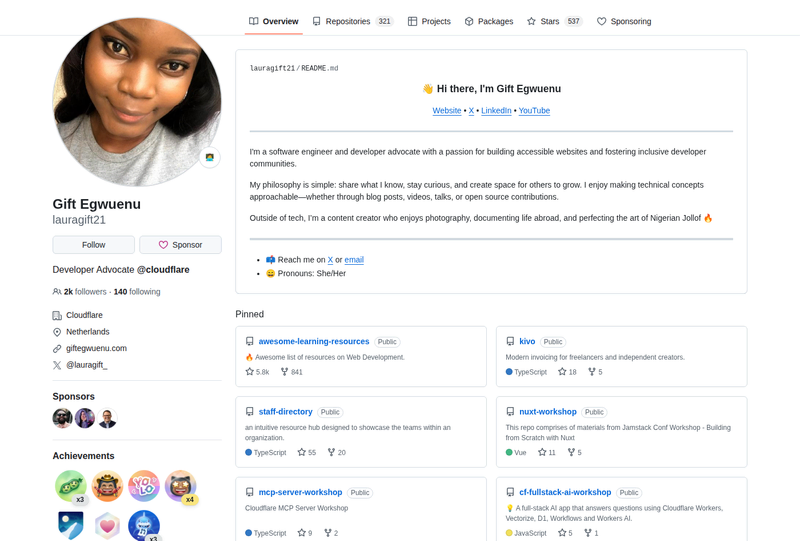 lauragift21's GitHub profile screenshot