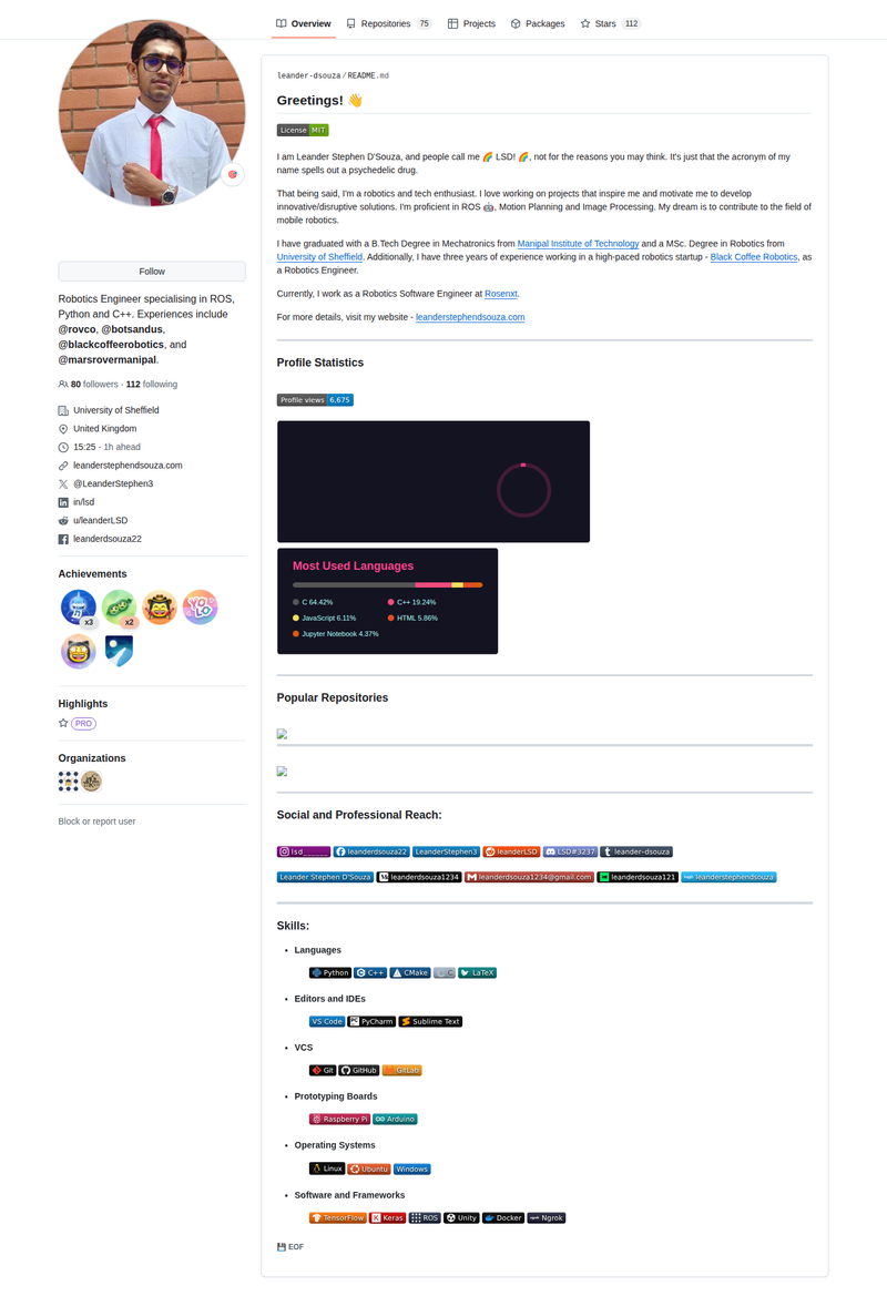 leander-dsouza's GitHub profile screenshot