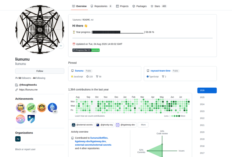 liununu's GitHub profile screenshot