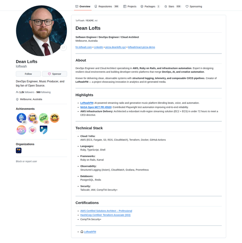 loftwah's GitHub profile screenshot