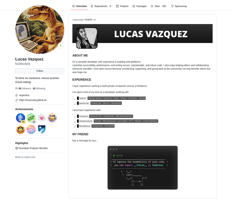 lucasvazq's GitHub profile screenshot