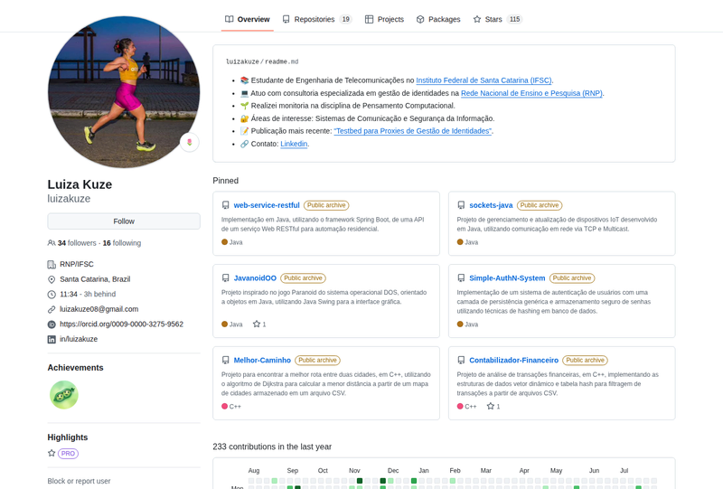 luizakuze's GitHub profile screenshot