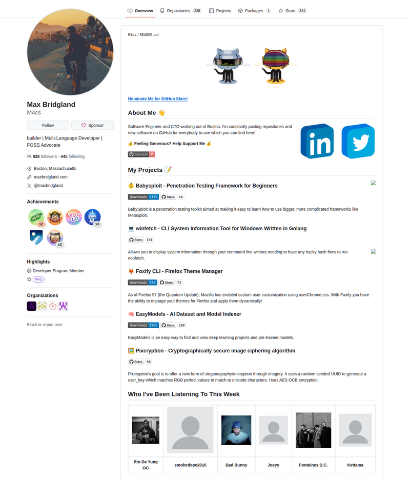 M4cs's GitHub profile screenshot