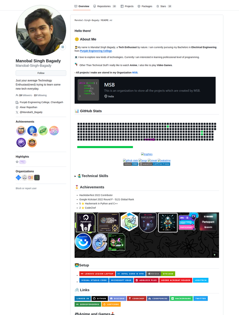 Manobal-Singh-Bagady's GitHub profile screenshot