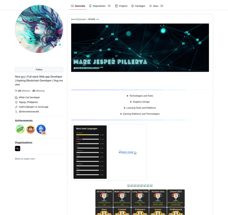 mark123jesper's GitHub profile screenshot