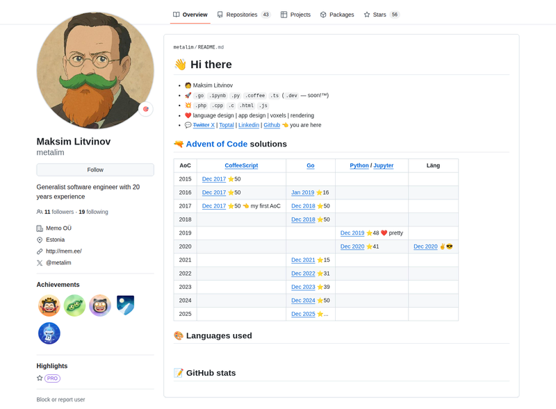 metalim's GitHub profile screenshot