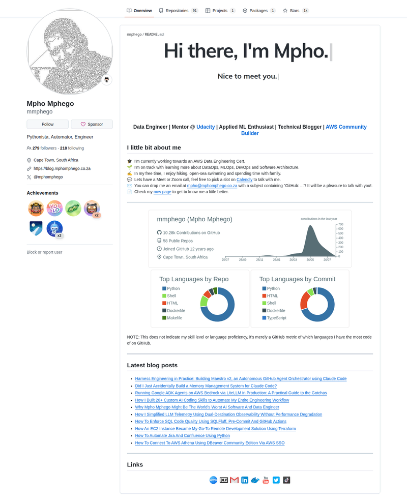 mmphego's GitHub profile screenshot