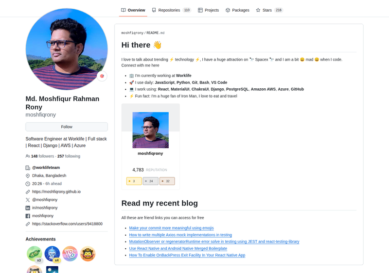 moshfiqrony's GitHub profile screenshot