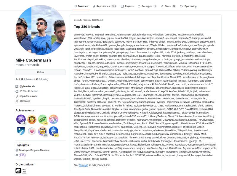 mscoutermarsh's GitHub profile screenshot