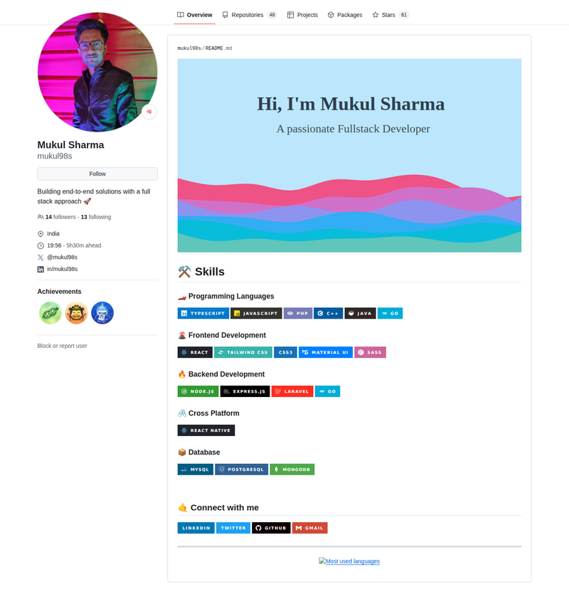 mukul98s's GitHub profile screenshot