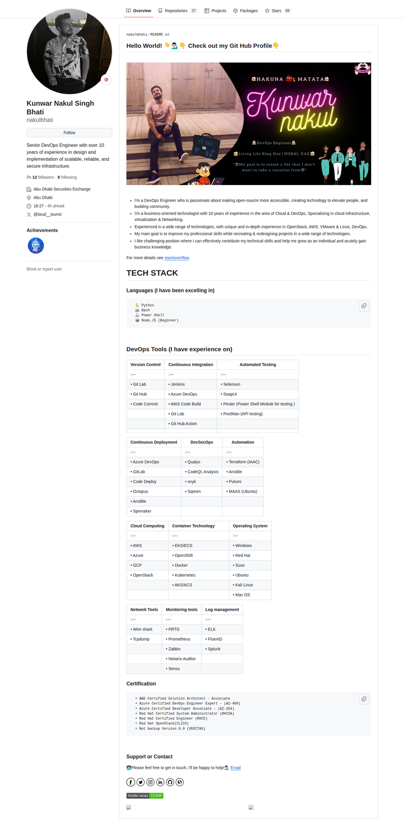 nakulbhati's GitHub profile screenshot