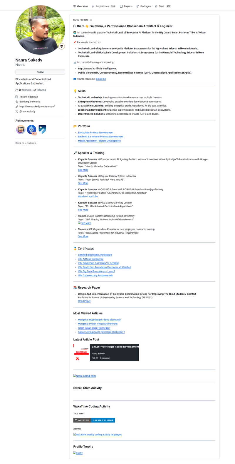 Nanra's GitHub profile screenshot
