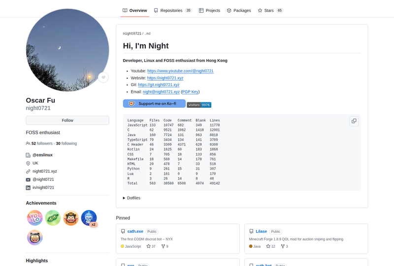 night0721's GitHub profile screenshot
