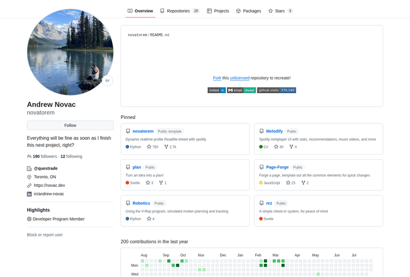 novatorem's GitHub profile screenshot