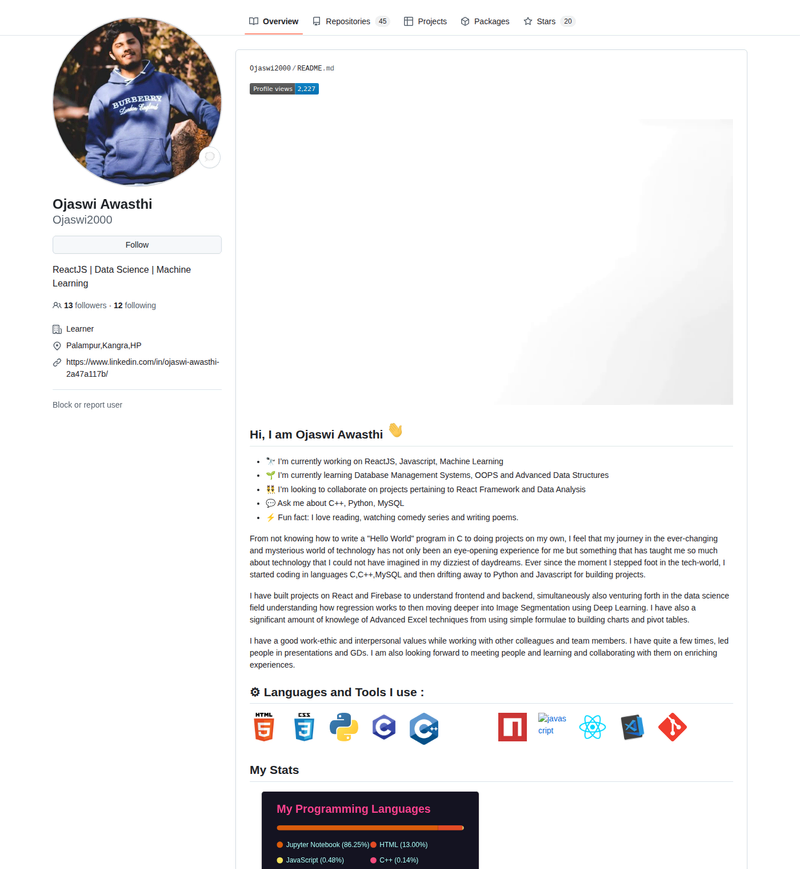 Ojaswi2000's GitHub profile screenshot