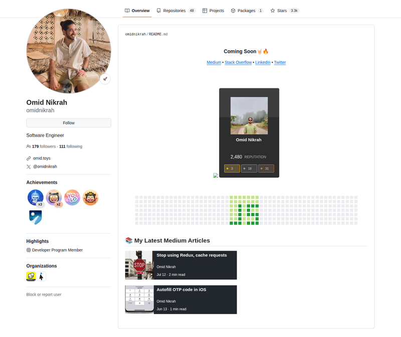 omidnikrah's GitHub profile screenshot