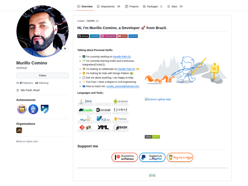 onimur's GitHub profile screenshot