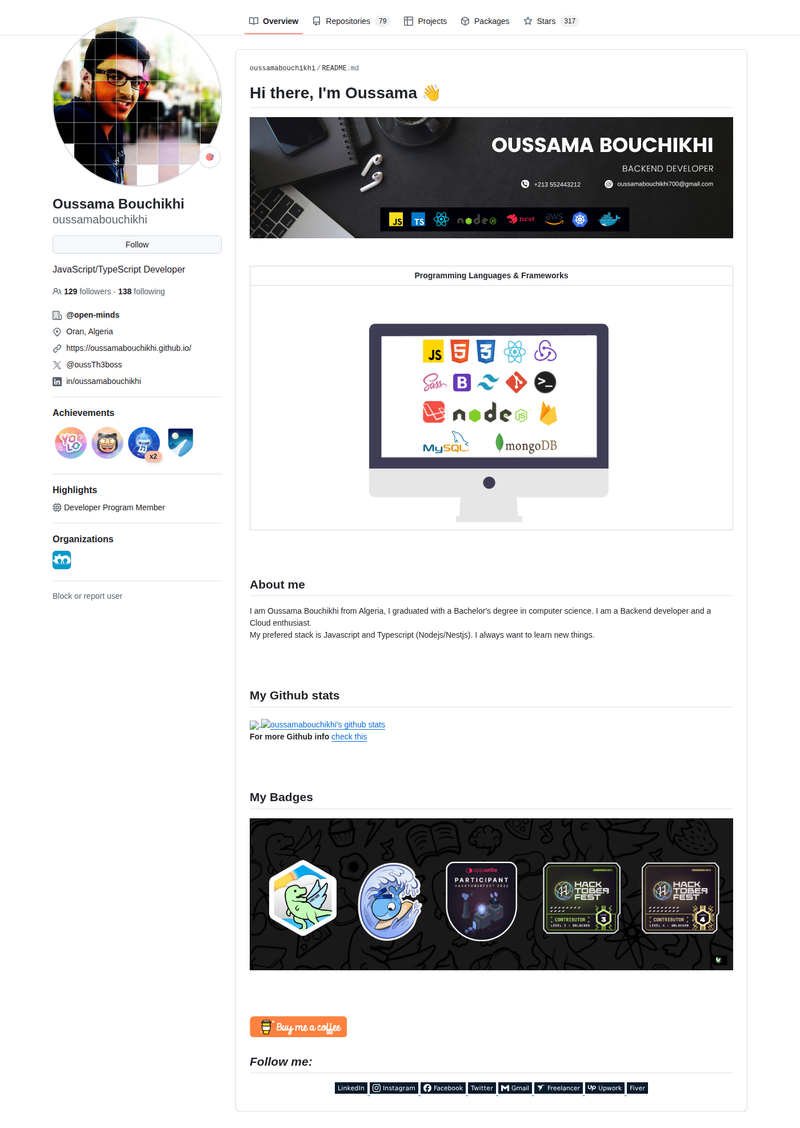 oussamabouchikhi's GitHub profile screenshot