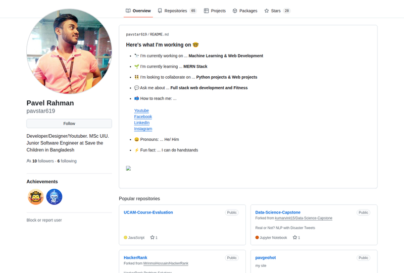 pavstar619's GitHub profile screenshot