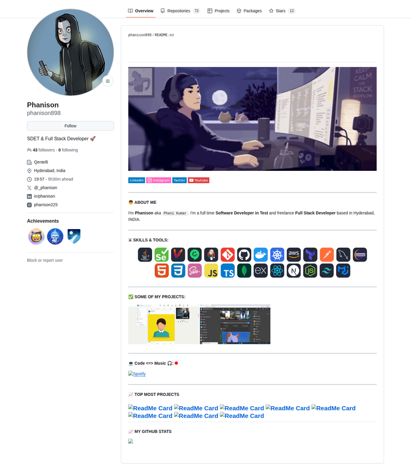 phanison898's GitHub profile screenshot