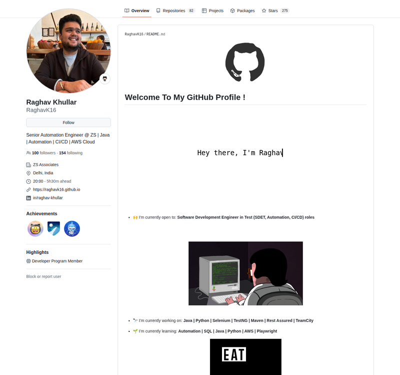 RaghavK16's GitHub profile screenshot