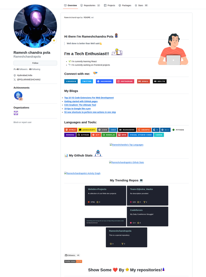 Rameshchandrapola's GitHub profile screenshot