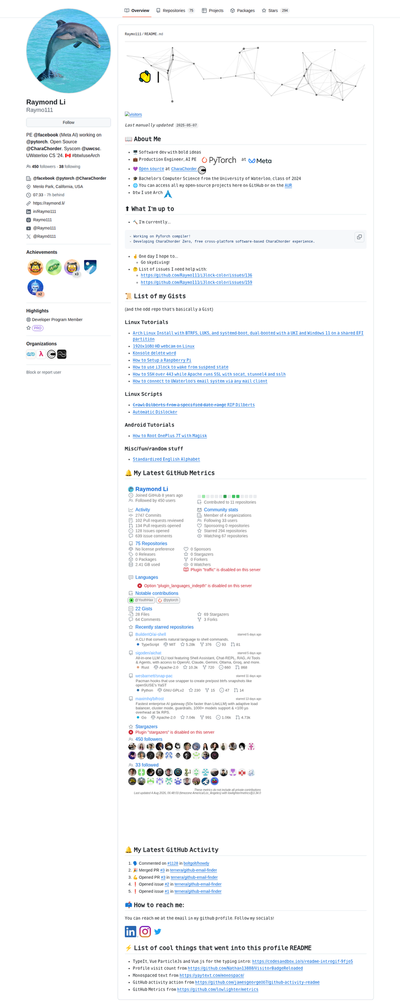 Raymo111's GitHub profile screenshot