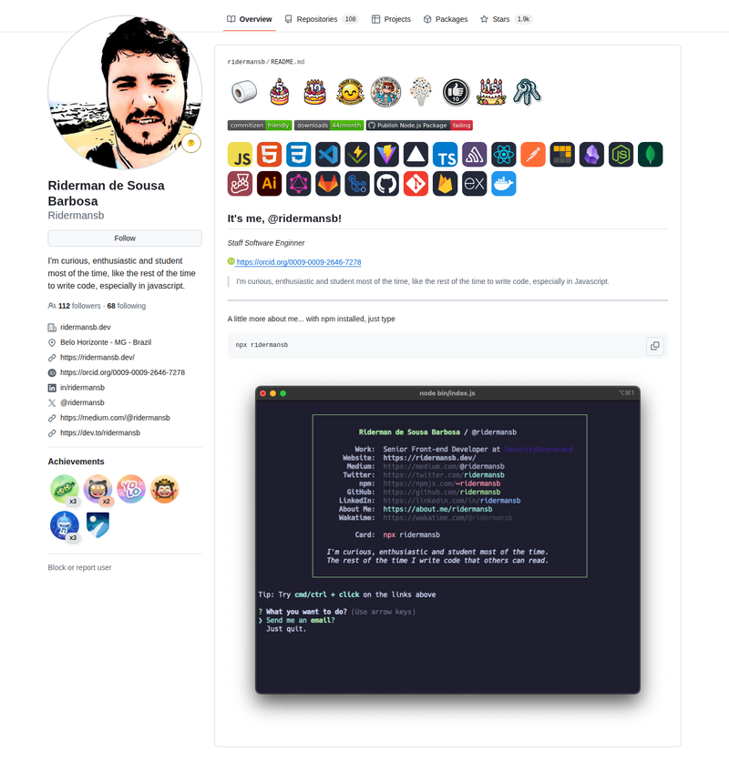 Ridermansb's GitHub profile screenshot