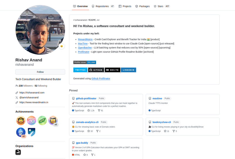 rishavanand's GitHub profile screenshot