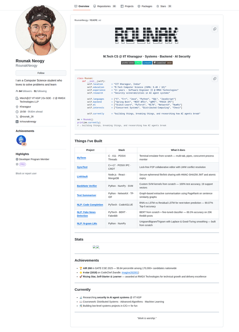 RounakNeogy's GitHub profile screenshot