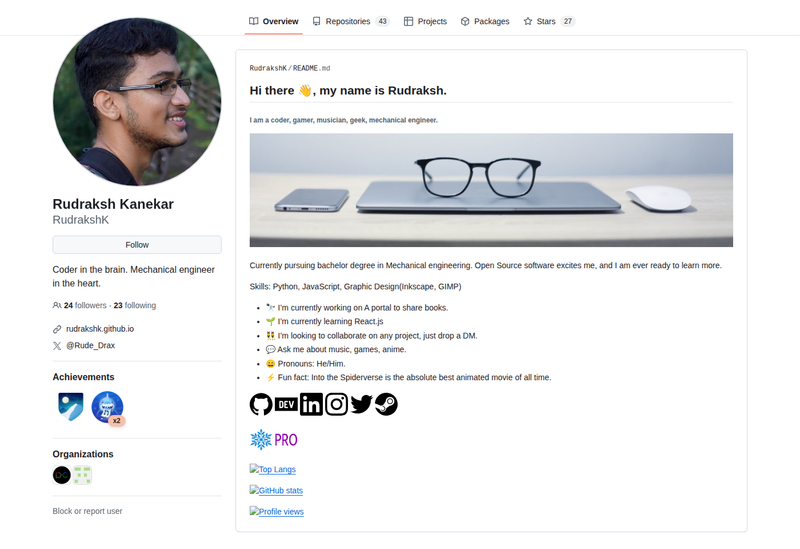 RudrakshK's GitHub profile screenshot
