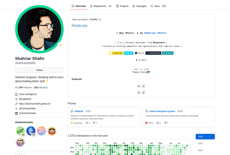 ShahriarShafin's GitHub profile screenshot