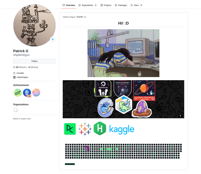 shpatrickguo's GitHub profile screenshot