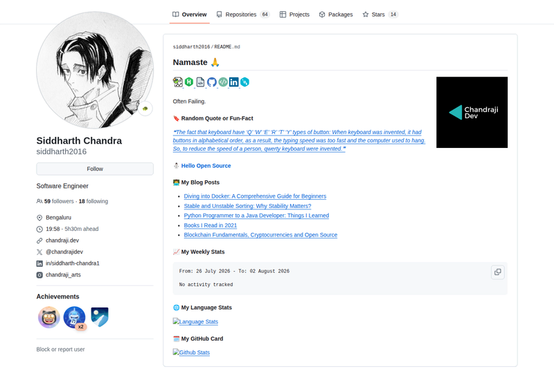 siddharth2016's GitHub profile screenshot