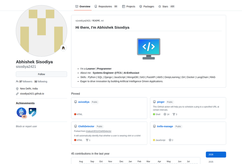 sisodiya2421's GitHub profile screenshot