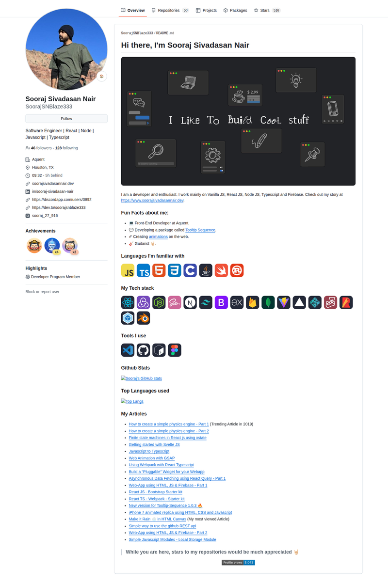 SoorajSNBlaze333's GitHub profile screenshot
