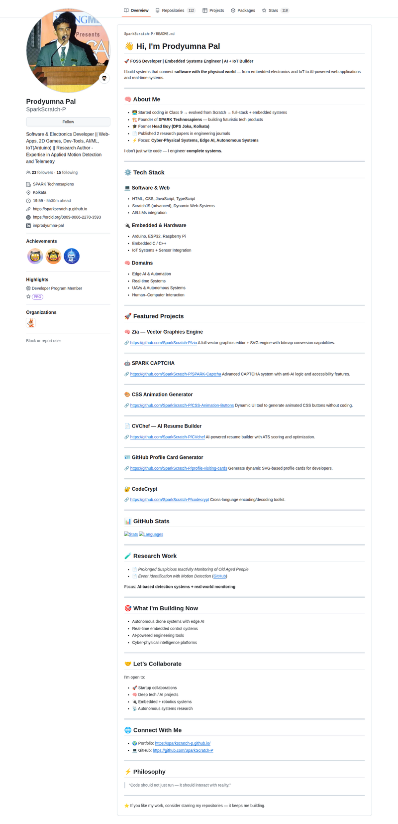 SparkScratch-P's GitHub profile screenshot