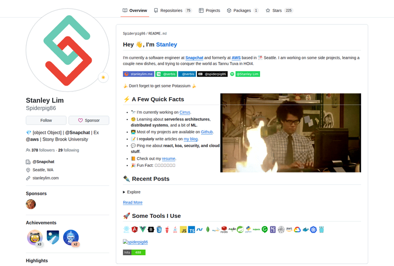 Spiderpig86's GitHub profile screenshot