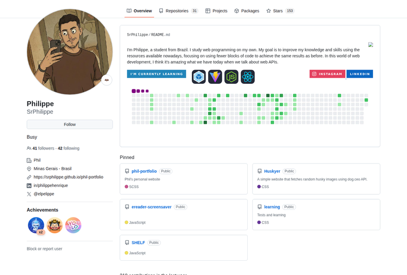 srphilippe's GitHub profile screenshot