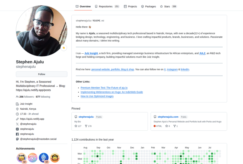 stephenajulu's GitHub profile screenshot