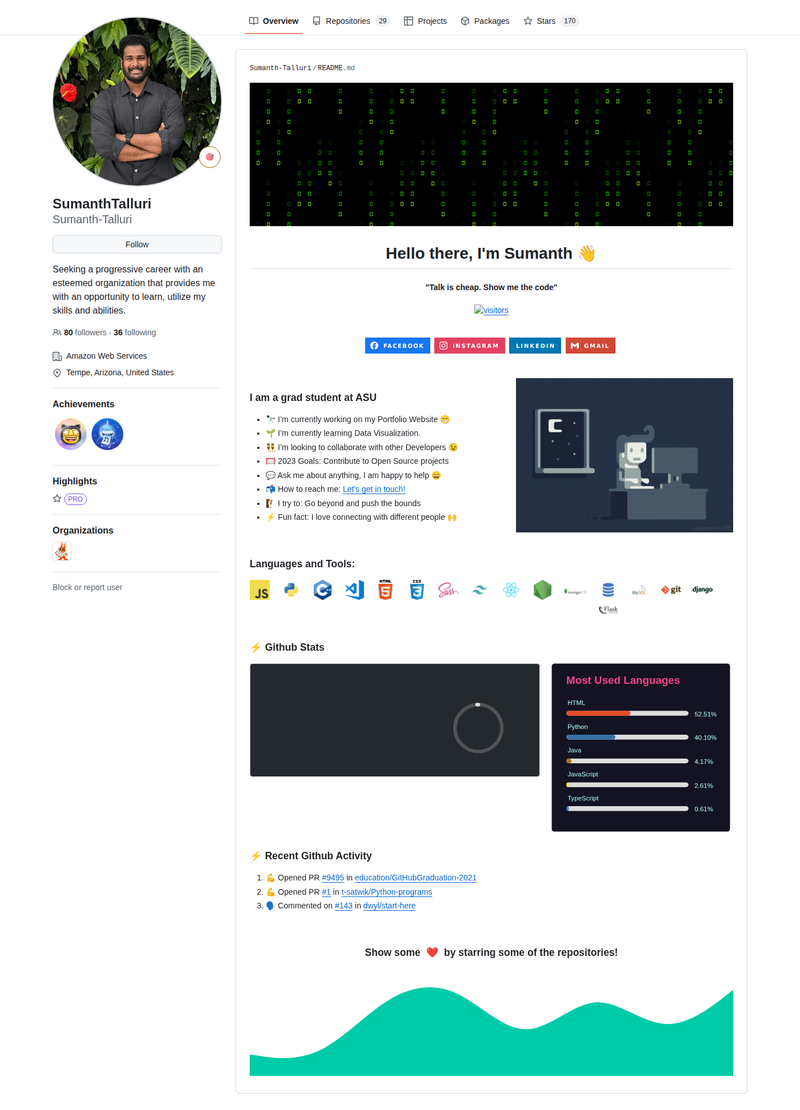 Sumanth-Talluri's GitHub profile screenshot