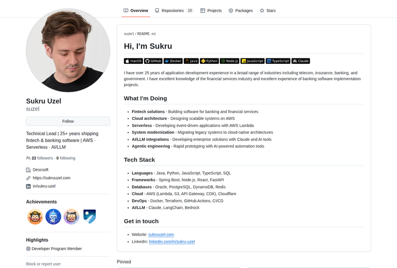 suzel's GitHub profile screenshot