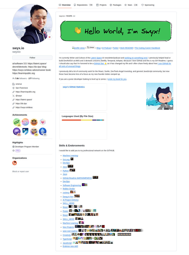 swyxio's GitHub profile screenshot
