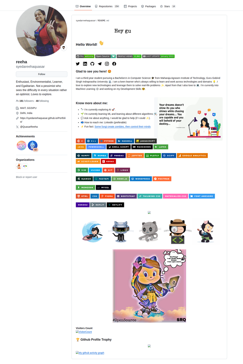 syedareehaquasar's GitHub profile screenshot