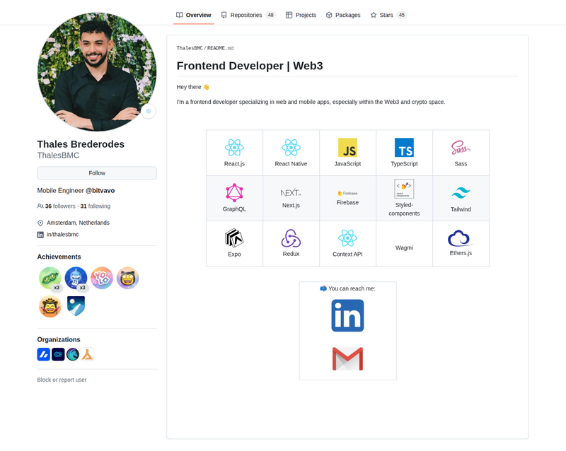 ThalesBMC's GitHub profile screenshot