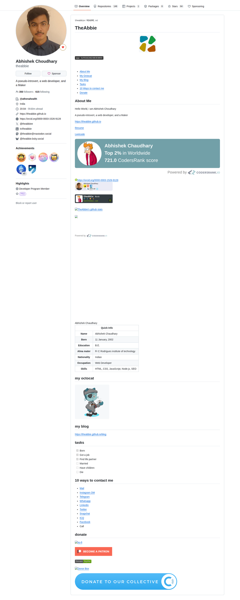 theabbie's GitHub profile screenshot