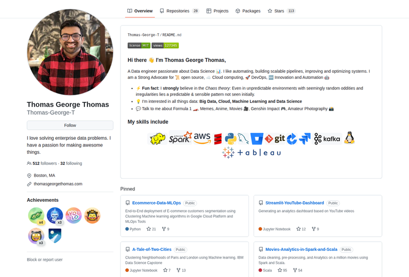 Thomas-George-T's GitHub profile screenshot